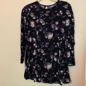 Kendall & Kylie Black Purple Floral Shift Dress S